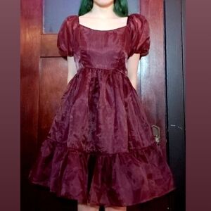 Cosmic Aura Burgundy Babydoll Dress New Without Tags